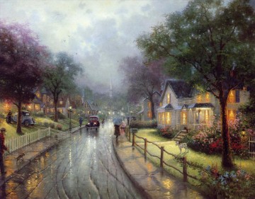 Artworks by 350 Famous Artists Painting - Hometown Memories Thomas Kinkade